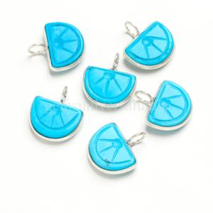 Pendentif en turquoise bleue naturelle sculptée en forme de fruit orange, breloques en argent sterling plaqué or vermeil, bijoux en pierres précieuses, pendentif en cristal de guérison - Product Image 5