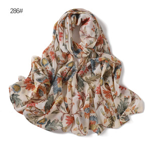 滑りにくいシフォンヒジャブサプライヤー花柄トルコエレガントスタイルFoulard Hijab De Turquie - Product Image 5