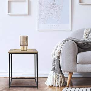 Table d'appoint industrielle moderne, cadre en métal simple et étagère en bois, mobilier pour petits espaces - Product Image 1