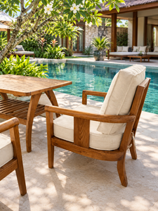 Conjunto de Sillones de Jardín de Teca para Exteriores, Muebles de Patio Acolchados Impermeables para Villa, Hotel, Patio - Product Image 4
