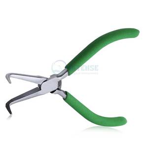 Mini Alicates de punta de aguja doblada con dientes 5 "Alicates de punta larga doblada de 45 grados con removedor de aguja de mandíbula dentada alicates de joyería - Product Image 1