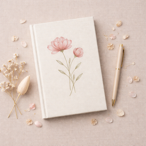 Diario LABON con Copertina Rigida in Lino Bianco, Quaderno Minimalista con Motivi Floreali, Linee Dorate, per Appunti, Journaling, Schizzi, Regalo - Product Image 5