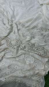 Pur Georgette Lucknowi Chikan Saree Mukesh Katdana Perle Travail Viscose Traditionnel Partie Porter Dyeble Blouse Indien Pakistanais - Product Image 2