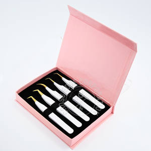 Pince à cils de volume russe en acier inoxydable en vrac en gros avec pointe pointue en fibre droite/incurvée classique Fine X Boot - Product Image 1