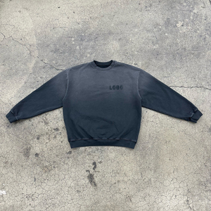 Conjunto personalizado de sudadera y pantalones de chándal con lavado ácido Vintage de peso pesado, chándal de cuello redondo para hombre - Product Image 2