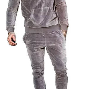 Logo personnalisé Ensemble de survêtements en velours pour hommes Vêtements de détente 2 pièces à capuche et pantalons Survêtement en velours pour hommes - Product Image 5