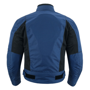 Men's Cordura Breathable CE Armoured Waterproof Textile Motorcycle Jacket Adventuring Black & Navy Blue Motorbike Jacket For Men - Product Image 3