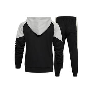Men's Solid Pattern Full <b>Zip</b> <b>Hooded</b> Jogger Sweatsuit Long Sleeve Workout Tracksuit for Running Set - Product Image 3