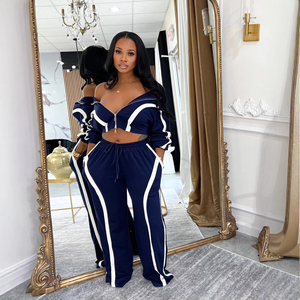 Conjunto Deportivo Casual de Dos Piezas para Mujer, Transpirable, con Cierre, Top Corto, Estilo Elegante para el Trabajo, con Logotipo - Product Image 3