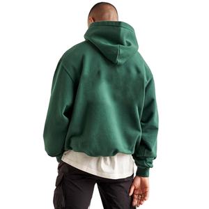 Sudadera con capucha de lana verde gruesa de invierno de 450gsm, sudaderas con capucha boxy fit, sudaderas con capucha sin cuerda con bolsillo para hombres - Product Image 2