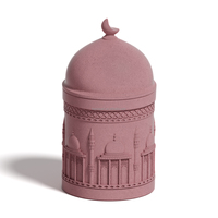 Produit de Décoration Cadeaux Islamiques Luxe Béton Plâtre Porte-Bocaux à Bougie Ramadan Aïd al-Fitr Boîtes Cadeaux Décorations avec Couvercle Dôme