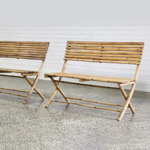 Cancha de tenis de lujo, Banco de espera hecho a mano y cojín, bancos de bambú natural con respaldo - Product Image 2