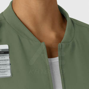 Nuevas chaquetas de fregado de color sólido para mujer Uniformes de hospital de uso al aire libre con cremallera completa - Product Image 5