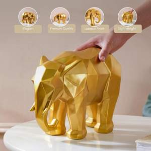 Sculpture d'éléphant en or, pièce maîtresse royale, décoration intérieure de salon, bureau, maison, modèle de luxe, articles cadeaux, export - Product Image 3