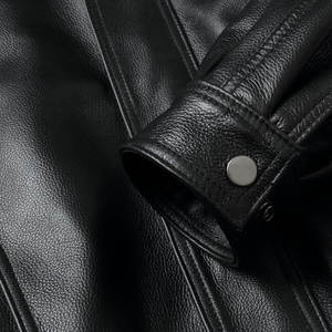 Veste d'hiver en cuir pour hommes avec logo personnalisé respirant avec fermeture à glissière Vêtements décontractés Vestes en cuir pour hommes de style moto - Product Image 6