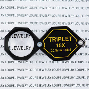 15x Jewelry Loupe Triplet Lens Magnification Loupe 20.5mm <b>Black</b> <b>Frame</b> Metal Body Hexagonal Design - Product Image 2