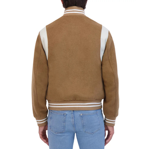 Chaqueta Varsity de Lana Ecológica a Prueba de Viento para Hombre, Diseño Delgado de Invierno con Cuello Alto Liso, Personalizable, Venta al Por Mayor, Moda 2024 - Product Image 2