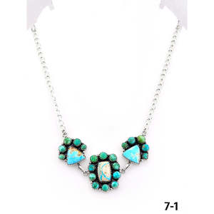 Collier artisanal en turquoise et argent sterling à motif géométrique du sud-ouest - Product Image 2