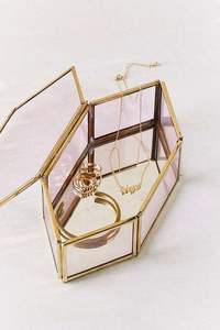 Modern Metal And Glass Jewelry <b>Box</b> Clear Transparent Panels Matte Black Metal Frame Stylish Vanity <b>Storage</b> <b>Decorative</b> Accent - Product Image 4