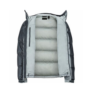 Manteau matelassé décontracté gris en laine à capuche pour homme, écologique, avec fermeture éclair, coupe régulière, en polyester épais - Product Image 2