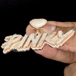 Pendentif personnalisé Moissanite VVS glacé en argent sterling 925, pendentif Moissanite VVS glacé, pendentif lettre Moissanite VVS unisexe - Product Image 5