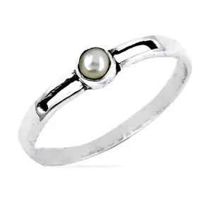 Anillo Minimalista de Plata 925 con Perla para Mujer - Product Image 1