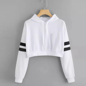 Nouveau haut court à capuche pour femmes XS taille coton éponge français plaine pluvier lettre imprimer Sport Style hiver saison à capuche tricoté - Product Image 2