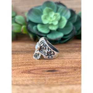 Bague Wilson Dawes Mop & Onyx en argent sterling avec incrustation de crâne, taille 11, cadeau idéal avec technologie de sertissage invisible - Product Image 3