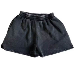 Pantalones cortos informales de cintura alta con lavado ácido transpirable para mujer - Product Image 2