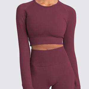 Trajes de Yoga de 2 piezas para mujer, ropa activa, conjunto de Yoga para Fitness, conjunto de ropa de gimnasio de manga larga para entrenamiento para mujer - Product Image 2