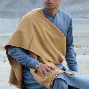 Châle en laine douce pour homme, chaud et respirant pour l'hiver, 300g, couleur unie classique traditionnelle, Inde et Pakistan - Product Image 5