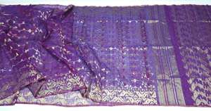 Trendy Purple Dhakai Jamdani Sharee Calidad de exportación para mujeres JAMDANI FABRIC Blue GREEN Golden Sky Blue de Bangladesh - Product Image 6