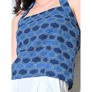 Boho Cotton Halter Neck Top Adjustable <b>Back</b> <b>Tie</b>-Up Detail Breathable Quick Dry Summer Top. Effortlessly Stylish Feminine - Product Image 2