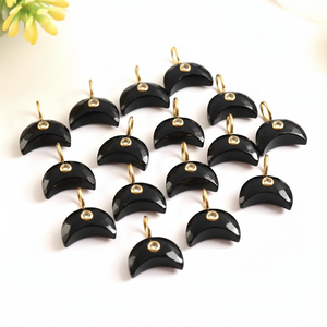 Pendentif lune en onyx noir naturel, bijoux faits à la main en argent sterling 925, collier avec pendentif lune croissante sculptée en pierre précieuse, breloques pour bijoux - Product Image 5