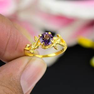 แหวนเงินสเตอร์ลิง925พลอยอเมทิสต์พลอยสีทองวินเทจตัดรูปวงรีสำหรับงานแต่งงานงานปาร์ตี้เครื่องประดับ - Product Image 3