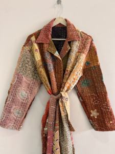Chaqueta de Abrigo Estilo Kimono Hecha a Mano Vintage con Bordado Kantha para Mujer, Ropa de Estar - Product Image 6