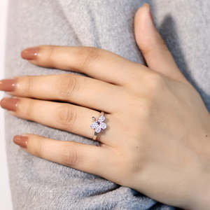 NOVAMART Fine Zarkan Pure <b>925</b> <b>Silver</b> <b>Ring</b> with Cute Flower Geometric Pattern Rhodium/Gold Plating for Everyday Wear Wedding Hand - Product Image 2