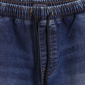 Pantalon cargo en jean pour homme, taille élastique avec cordon de serrage, en toile de coton, décontracté, plusieurs poches, style délavé - Product Image 5