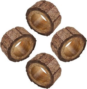 Porte-serviettes en bois ronds de serviette mariage noël ronds de serviette en bois pour mariage hôtel Table à manger - Product Image 4