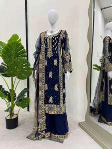 Designer Pakistani Georgette Salwar Suit with Embroidery Work, <b>Long</b> Pakistani Salwar Kameez Dupatta <b>Dress</b> for Wedding Function - Product Image 4