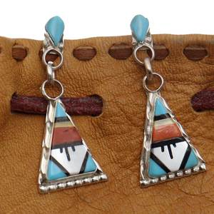 Multi Color Zuni Inlay <b>Earrings</b> by Carol Niiha - Product Image 1