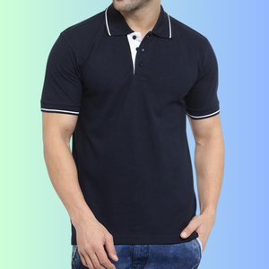 Personalizable 100% algodón de punto de los hombres con cuello para camiseta Patrón sólido Anti-Pilling Característica Ropa teñida Media manga Blanco - Product Image 1