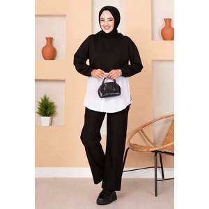 Autumn Casual 2-Piece Hooded Fleece Fabric Set <b>Black</b> Adult Skinny XL Shorts & <b>Top</b> with Above Knee Length Regular Pattern - Product Image 4