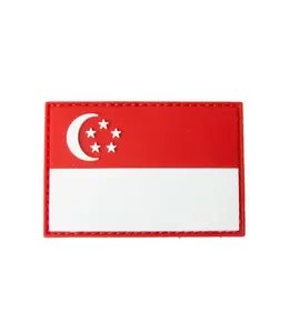 Parche bordado con bandera de Singapur, bandera bordada de Singapur, tela cosida con emblema de Singapur - Product Image 3
