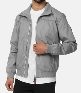 Veste universitaire pour hommes manches en cuir broderie de haute qualité Logo personnalisé col montant tissu PU imperméable Position avant - Product Image 1