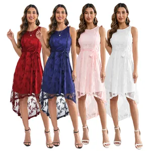 Neueste Design Sommerkleid für Frauen Sexy ärmellose Mesh Spitze Brautjungfer kleider Elegante Meerjungfrau Brautkleid