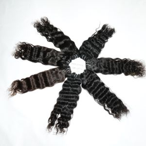 Extensiones de Cabello Humano Remy de Templo Indio 100% Natural, Virgen, Crudo, Ondulado Profundo, Color Negro, Doble Trama a Máquina - Product Image 3