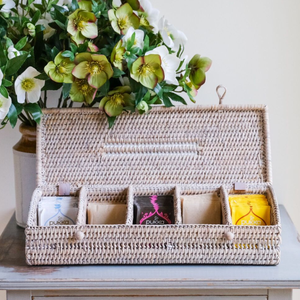 Boîte à thé en rotin de qualité supérieure en gros, 5 sections, avec couvercle, organisateur, boîtes de rangement, provenant de l'usine du Vietnam - Product Image 4