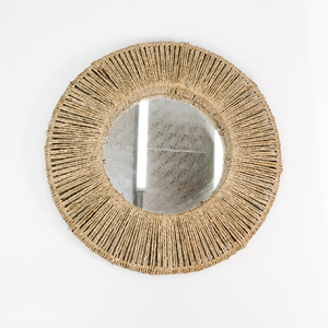 Nouvelle tendance : miroir mural en herbe de mer naturelle, décoration de chambre, miroirs ronds en paille de riz durables - Product Image 1