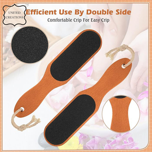 Suministros de Lima de pie de madera de maquillaje personalizado Lima de pie de madera profesional removedor de callos mango removedor de callos de doble cara - Product Image 4
